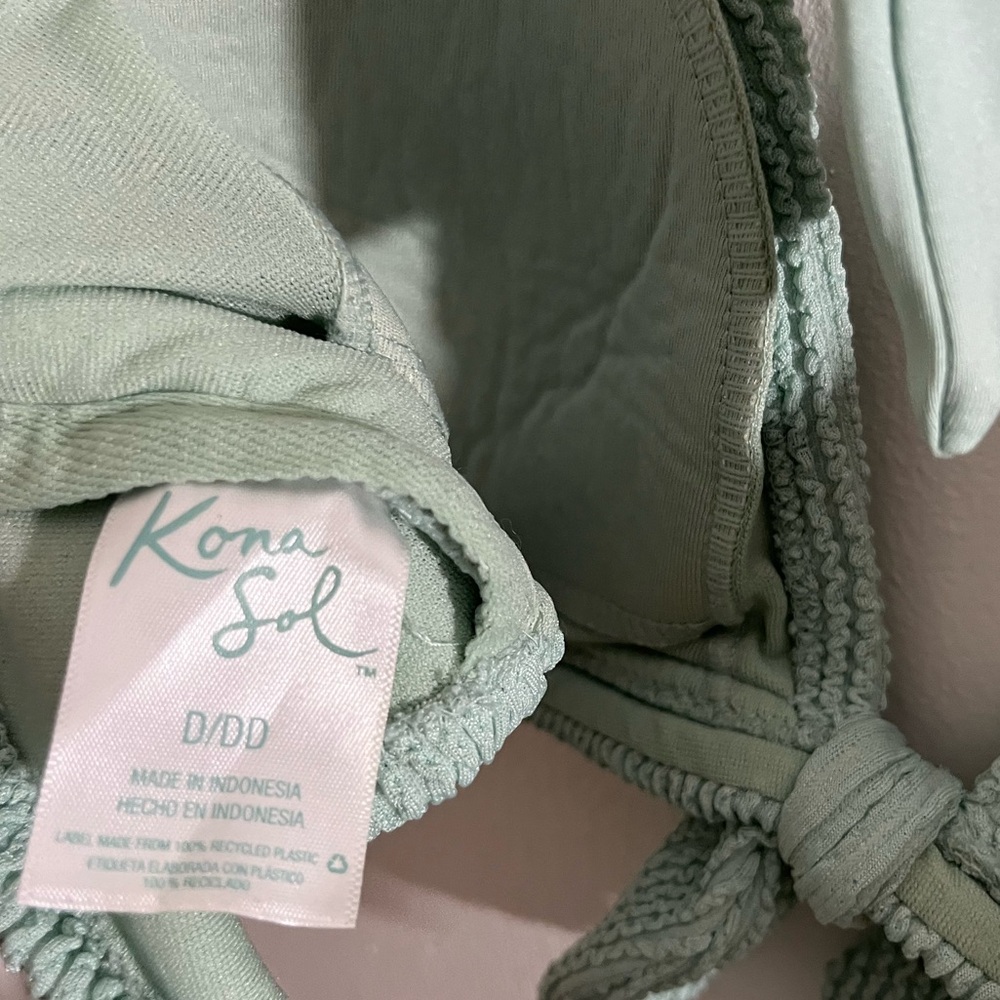 Kona Sol Mint Green Pucker Tie-Front Bikini - Picture 5 of 5